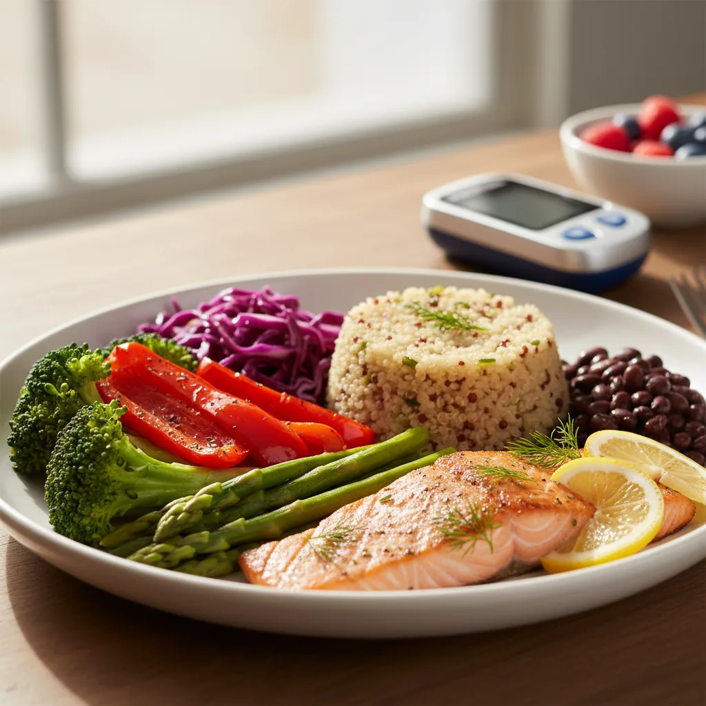 Assiette equilibree a index glycemique bas pour le diabete de type 2