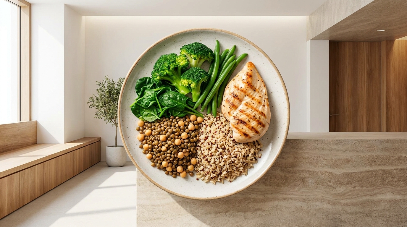 Assiette équilibrée à index glycémique bas adaptée au SOPK