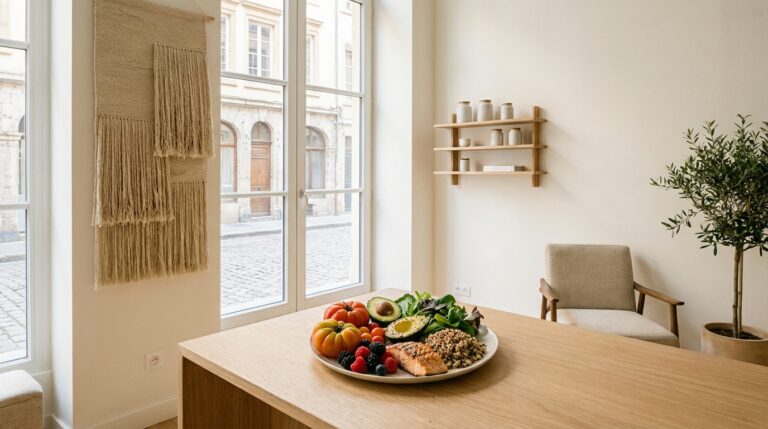 Cabinet de nutrition lumineux à Lyon avec aliments frais pour un programme perte de poids