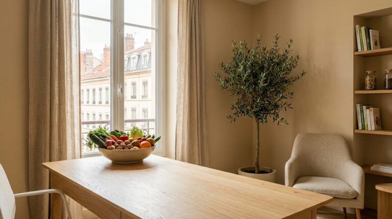 Cabinet lumineux d'une diététicienne nutritionniste à Lyon avec aliments frais
